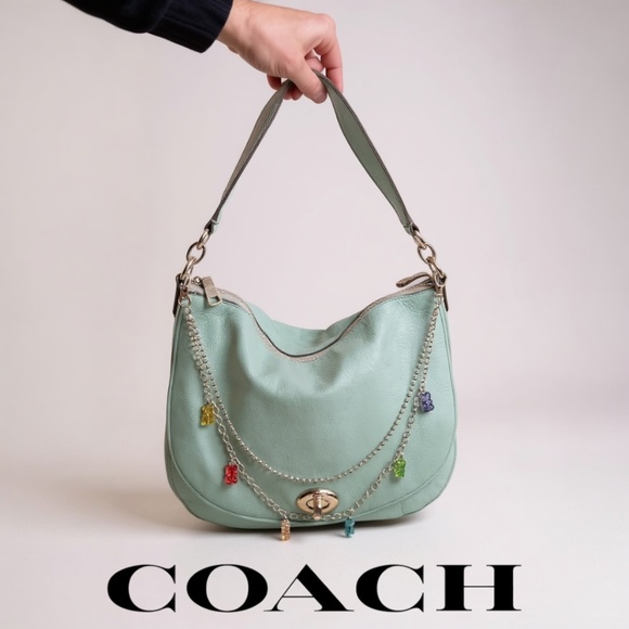 Coach Sea Foam Blue Pebbled Leather Hobo Shoulder Bag Y2K Project Purse w COA - Picture 1 of 15